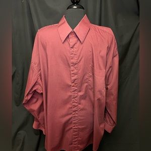 Men’s Wine Button Down Long Sleeve Shirt Modena Size 19 34/35
